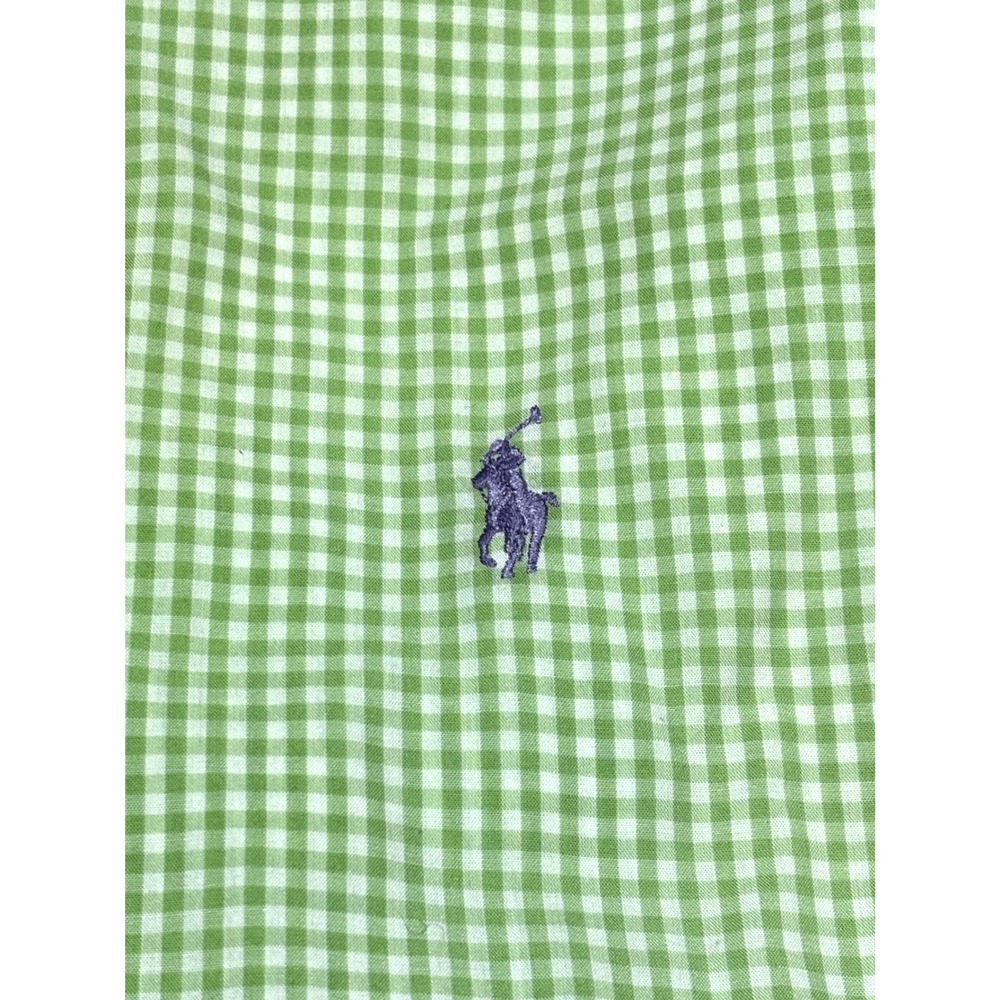 Ralph Lauren Blake Mens Green Gingham Short Sleeve Cotton Button Down Shirt Sz L - Picture 4 of 9